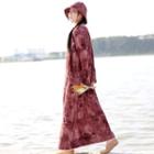 Printed Long Frog-button Jacket