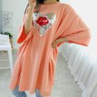 Sequined Heart Oversized T-shirt Dress