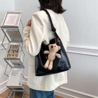 Woven Strap Faux Leather Bucket Bag