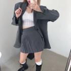 Single Breasted Blazer / Pleated A-line Mini Skirt