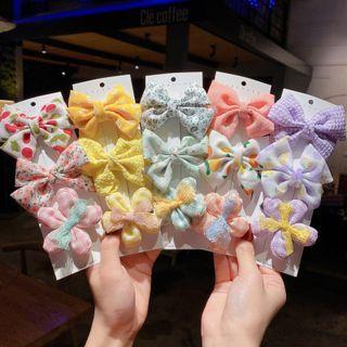 Set Of 3: Floral Print Bow Hair Clip (various Designs)