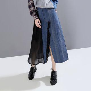 A-line Denim Skirt Blue - One Size