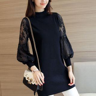 Lace-sleeve Sweater