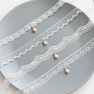 Faux Pearl Pendant Lace Choker (various Designs)