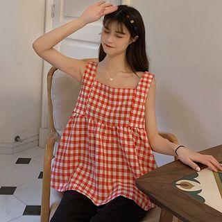 Sleeveless Gingham Top / Harem Pants