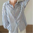 Long-sleeve Stripe Loose Fit Shirt