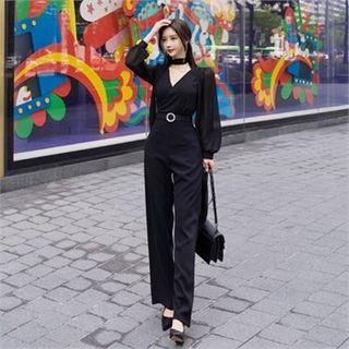 Tie-neck Chiffon Jumpsuit