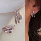 Rhinestone Stud Earring Stud Earring - 1 Pair - Rhinestone - Rose Gold - One Size