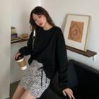 Long-sleeve T-shirt / Leopard Print Mini Pencil Skirt