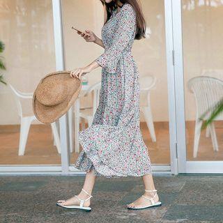 Floral-pattern Chiffon Long Dress