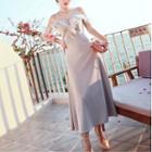 Cold Shoulder Midi A-line Prom Dress