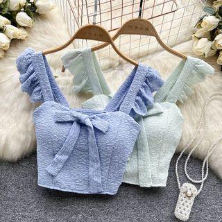 Ruffle Slim-fit Sleeveless Top