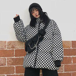Checked Zip Padded Jacket
