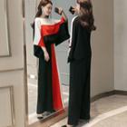 Set: Color-block Loose-fit Top + Pants