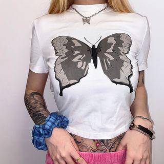 Butterfly Printed Crop Top