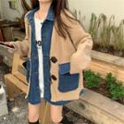 Denim Trim Toggle-front Cardigan