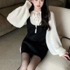 Lantern-sleeve Sweater / Mini Sheath Overall Dress