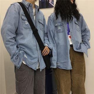 Couple Matching Ripped Denim Shirt