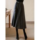 Tie-waist Pleated Long Skirt
