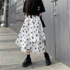 Asymmetric Layered Patterned Midi Skirt