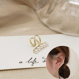 Faux Pearl Alloy Cuff Earring 1 Pc - E3835 - Faux Pearl - Gold - One Size