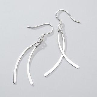 925 Sterling Silver Curve Fringed Earring 1 Pair - As Shown In Figure - One Size