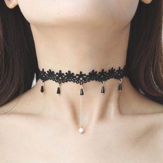 Beaded Crochet Lace Choker
