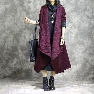 Lapel Long Coat Maroon - One Size