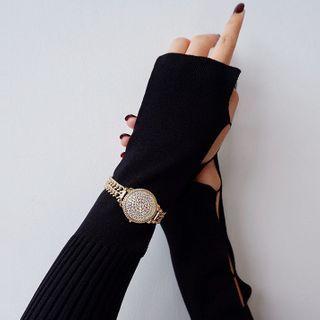 Rhinestone Mock-watch Chain Bracelet