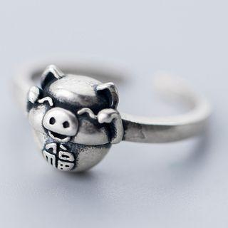 925 Sterling Silver Pig Open Ring As Shown In Figure - One Size