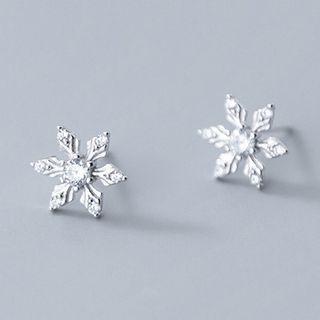 Snowflake Rhinestone Sterling Silver Earring