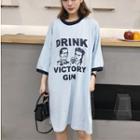 Printed T-shirt Dress Blue - One Size