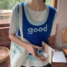 Lettering Cropped Knit Vest