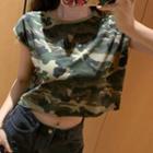 Camo Print Sleeveless Top Camouflage - Green - One Size