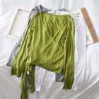 Tie-hem Wrapped T-shirt