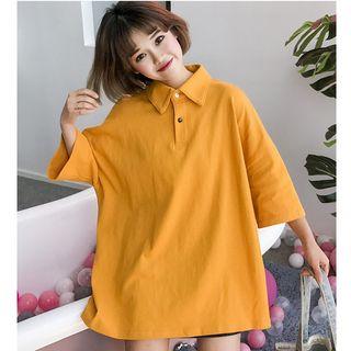 Plain 3/4 Sleeve Long Polo Shirt