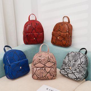 Python Print Faux Leather Mini Backpack