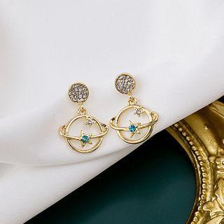 Rhinestone Planet Dangle Earring E2939 - As Shown In Figure - One Size