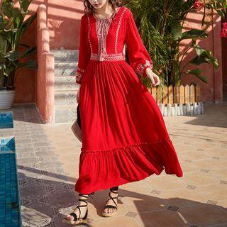 Long-sleeve Maxi Tunic Dress