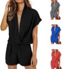 V-neck Cap-sleeve Romper