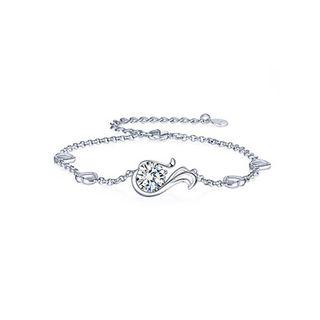 925 Sterling Silver Twelve Horoscope Virgo Bracelet With White Cubic Zircon