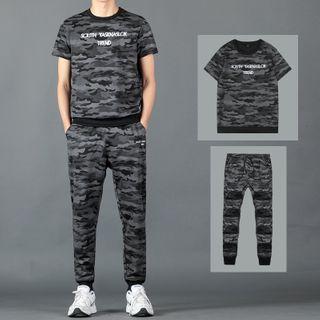 Set: Camo Short-sleeve T-shirt + Pants + Shorts