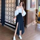 Puff-sleeve Off Shoulder Top / Asymmetric Skirt