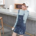 Scratched Denim Overall Dress