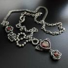 Heart Rose Sterling Silver Necklace S925 Silver - Silver - One Size