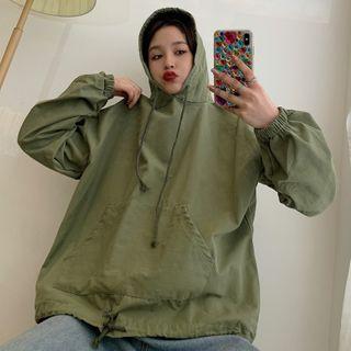 Plain Tie-waist Hoodie