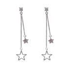 925 Sterling Silver Rhinestone Star Dangle Earring Star - Silver - One Size