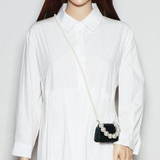 Faux Pearl Croc Grain Crossbody Bag