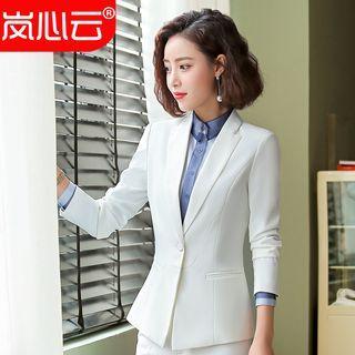 Plain Blazer / Dress Pants / Skirt / Mesh Panel Shirt / Set