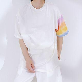 Gradient Color Block Sleeve Oversized Tee